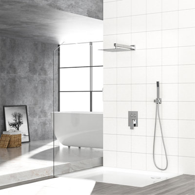 10 Inch Dual Shower Head - Square With Easy Installation Wall Mount