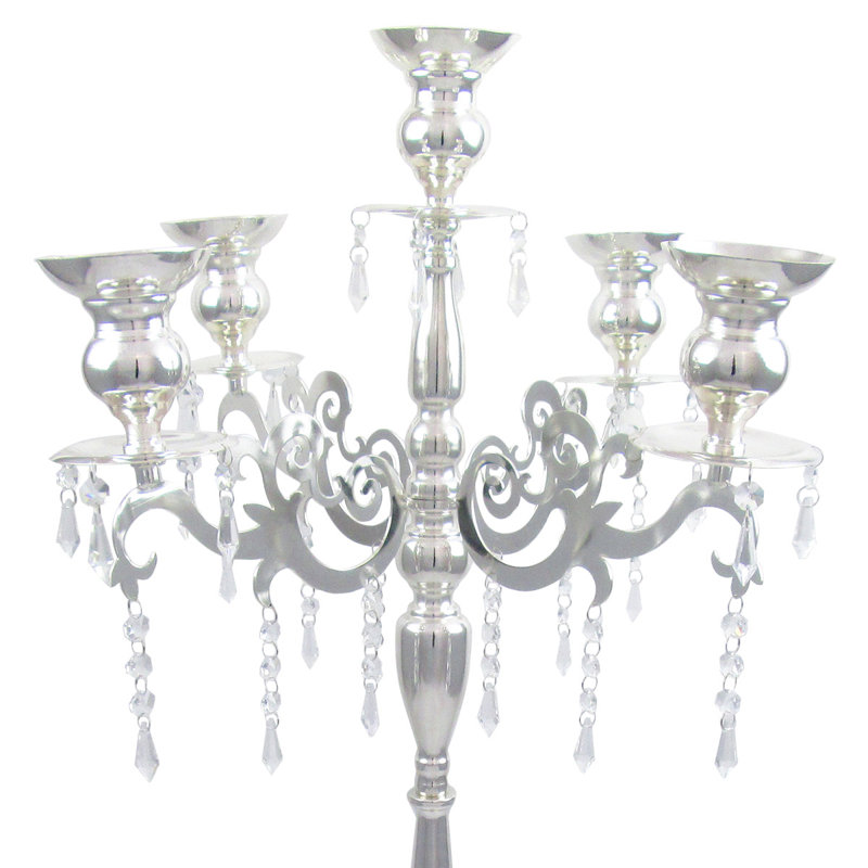 Candélabre moderne victorien, Argent, H 34 po x l 20,5 po x P 20,5 po