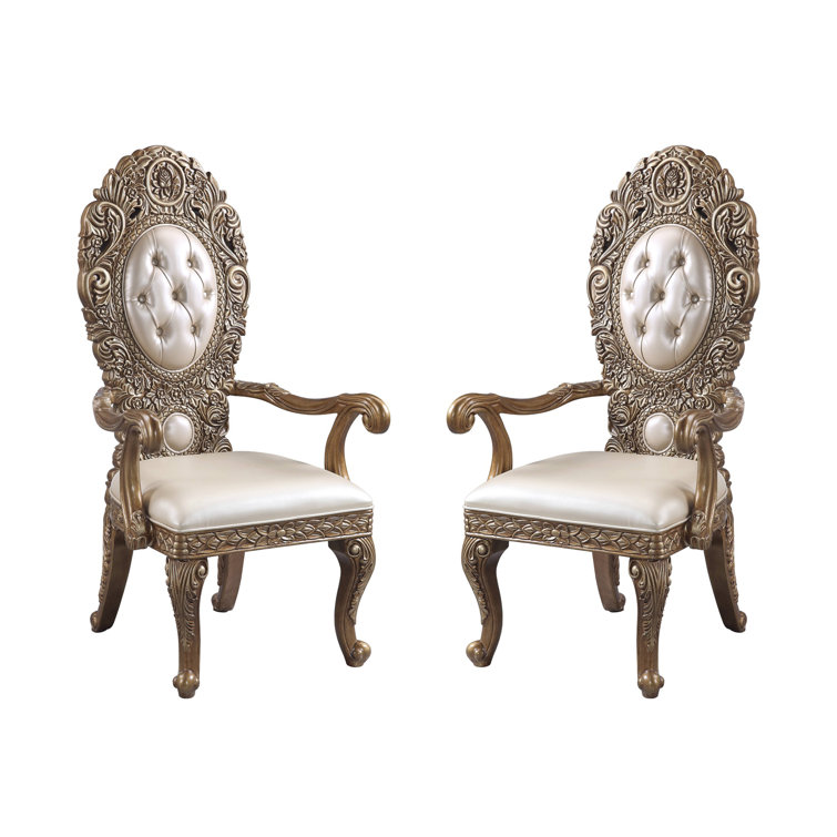 Gold Tufted King Louis Chairs (Set of 2)