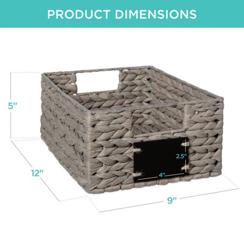 Pantry Baskets, Gray, 5" H x 12" W x 9" D