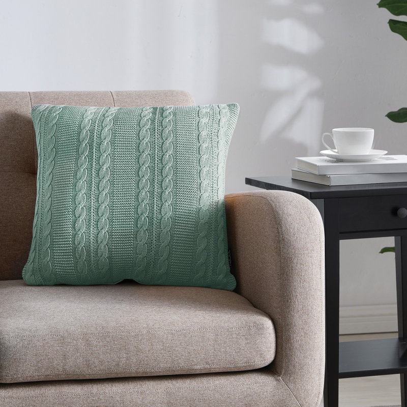 Dublin 18" x 18" Cable Knit Rectangular Decorative Pillow, Spa/Blue