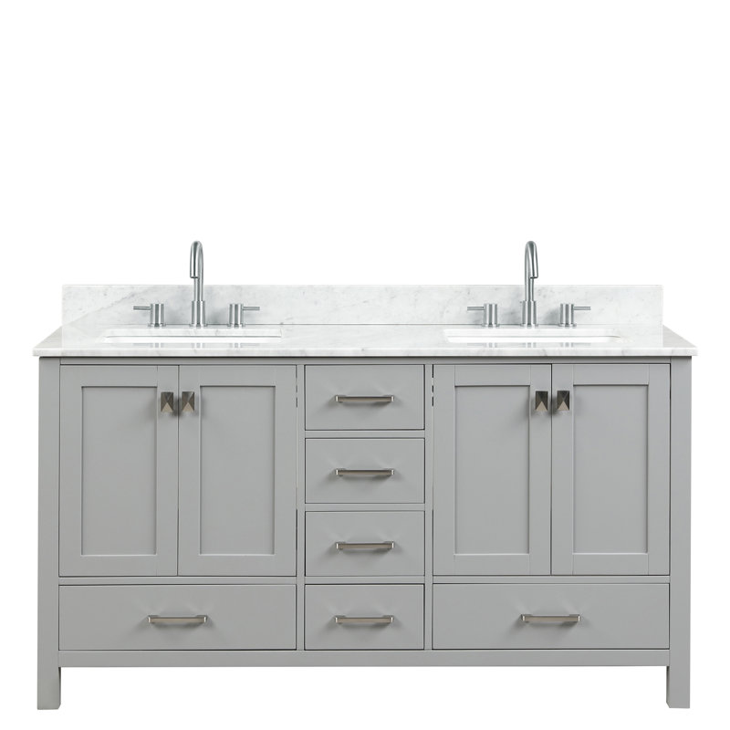 Meuble-lavabo mural à double cuve 60 po Sharlene, Gris