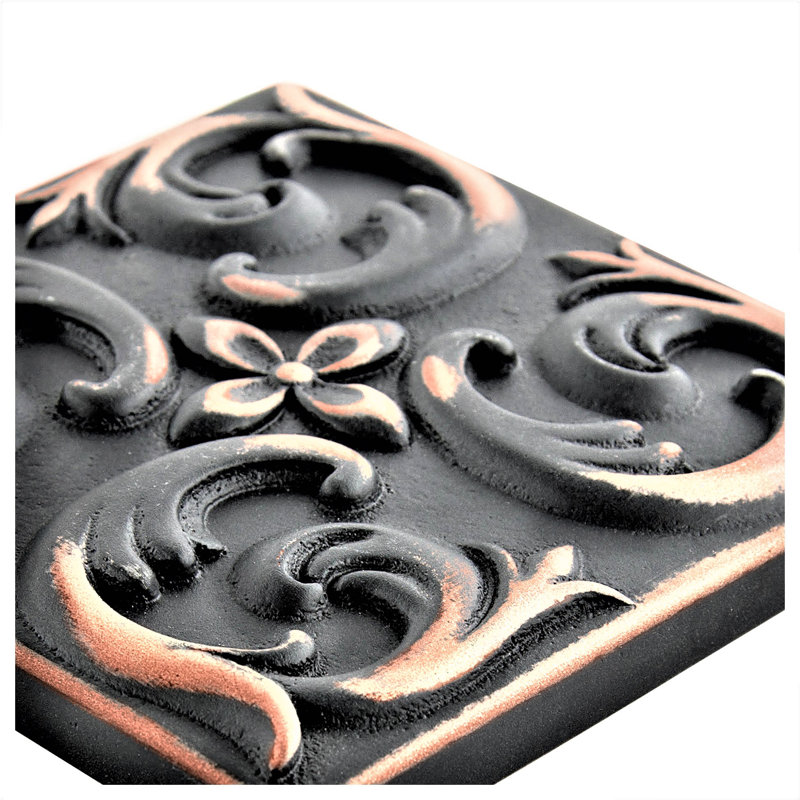 2'' x 2'' Hand Painted Resin Decorative Accent Tile, Oil Rubbed Bronze