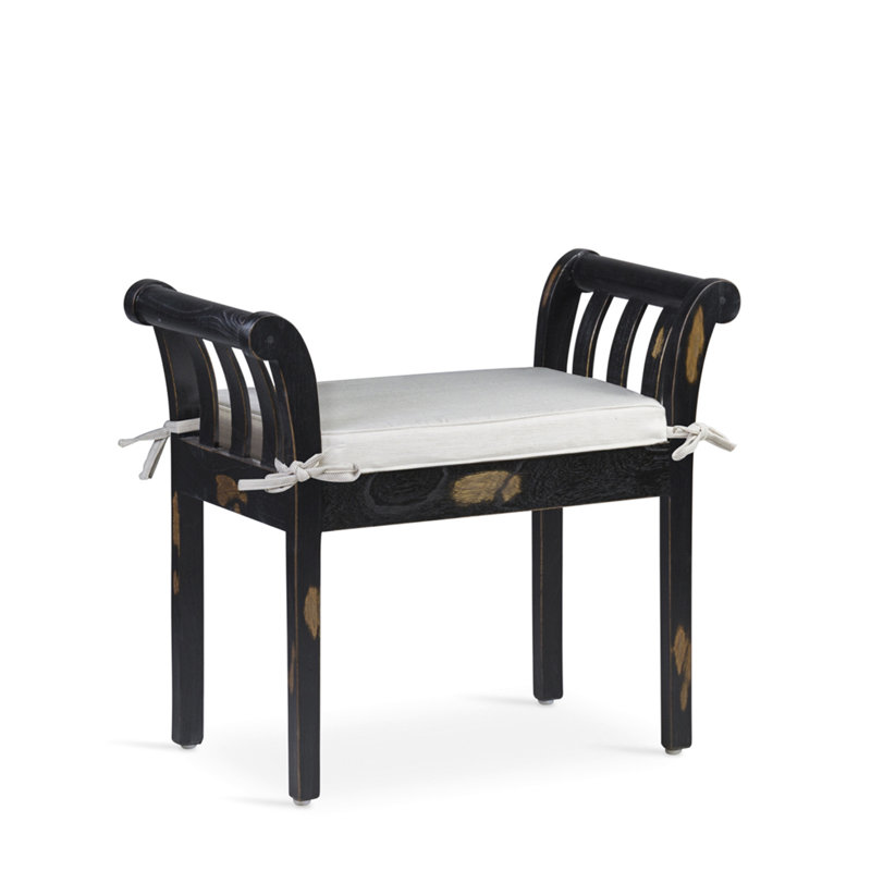 Polyester Upholstered Bench, Aged Black