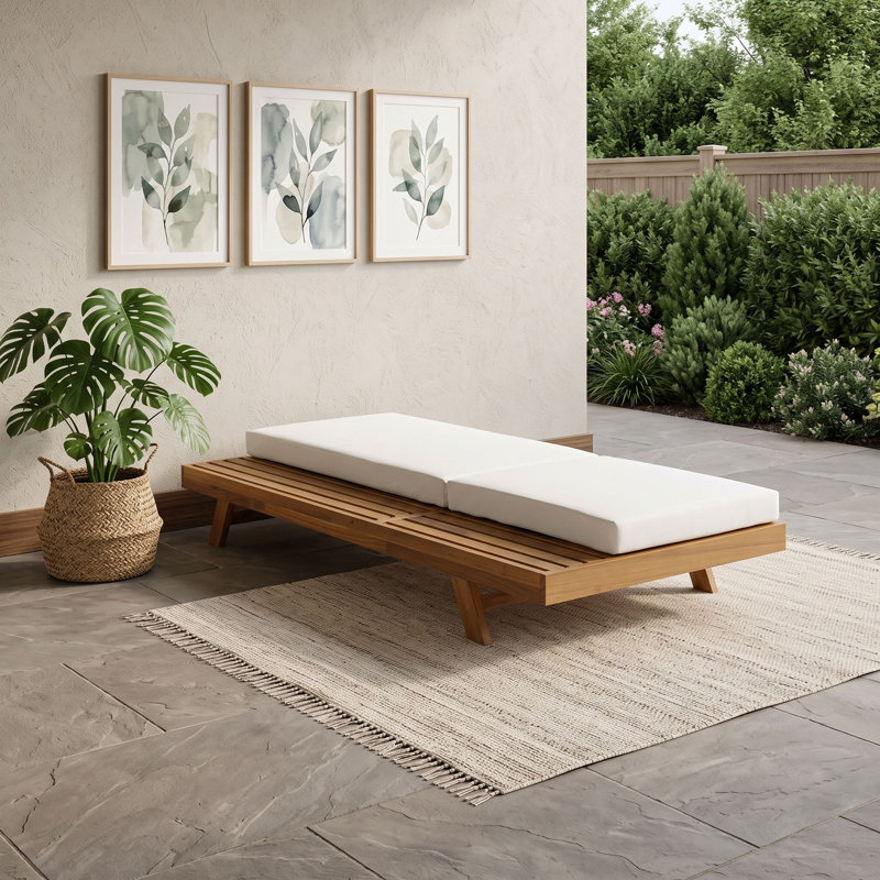 Méridiennes de patio avec coussins, Cream Teak