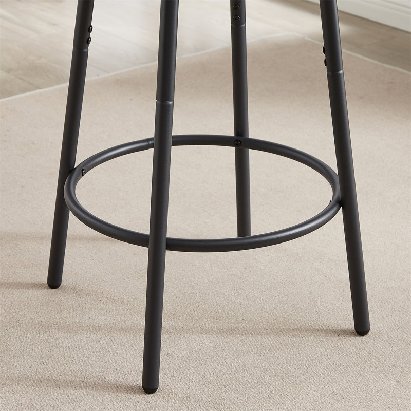 Round Bar Stool Set With Shelf, Upholstered Stool With Backrest,23.62'' W X 23.62'' D X 35.43'' H, Grey, Grey
