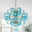 Lustre 19 lumières en verre tourbillonnant bleu-1682280665