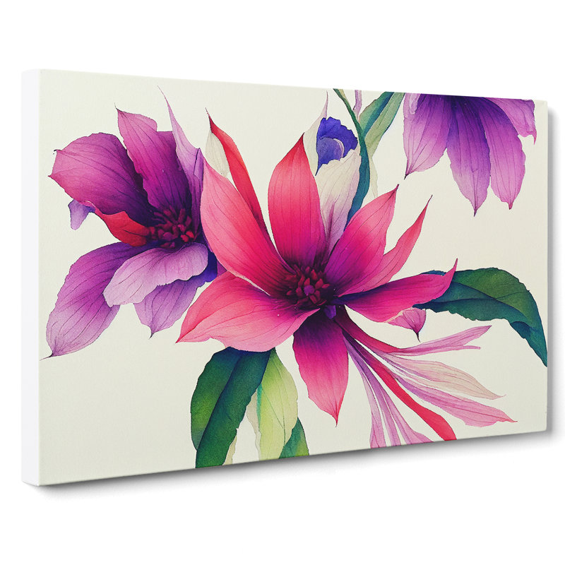 Phenomenal Watercolour Flowers - Wrapped Canvas, 50cm H x 76cm W