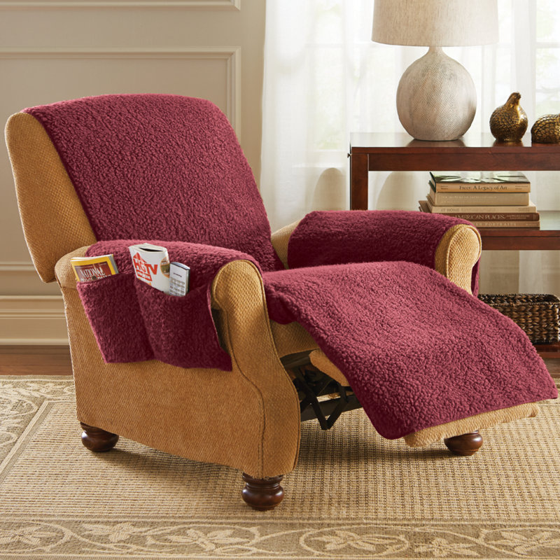 Housse pour fauteuil inclinable à coussins carrés/rectangulaires, Bourgogne