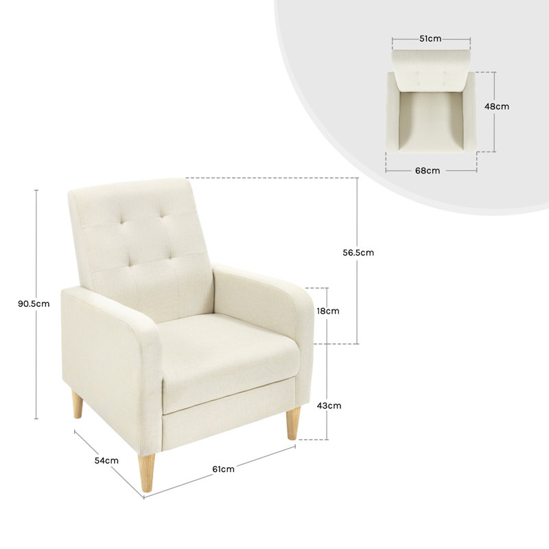 Oka Upholstered Linen Armchair, Beige