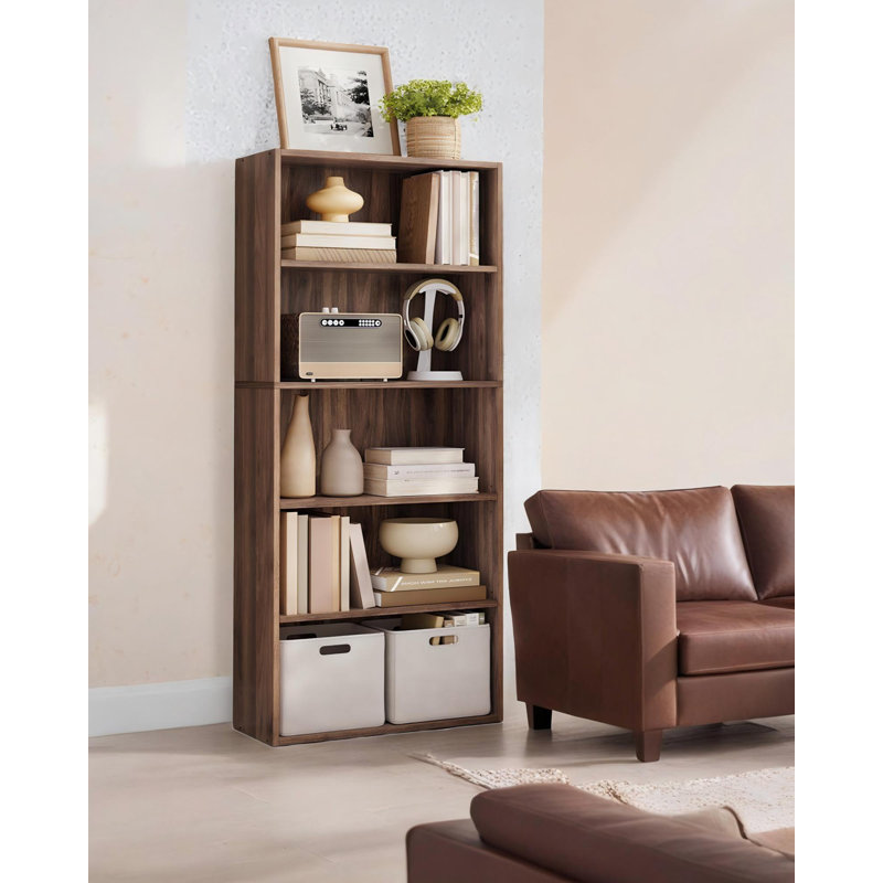 5-Tier Standard Bookcase, Natural Walnut
