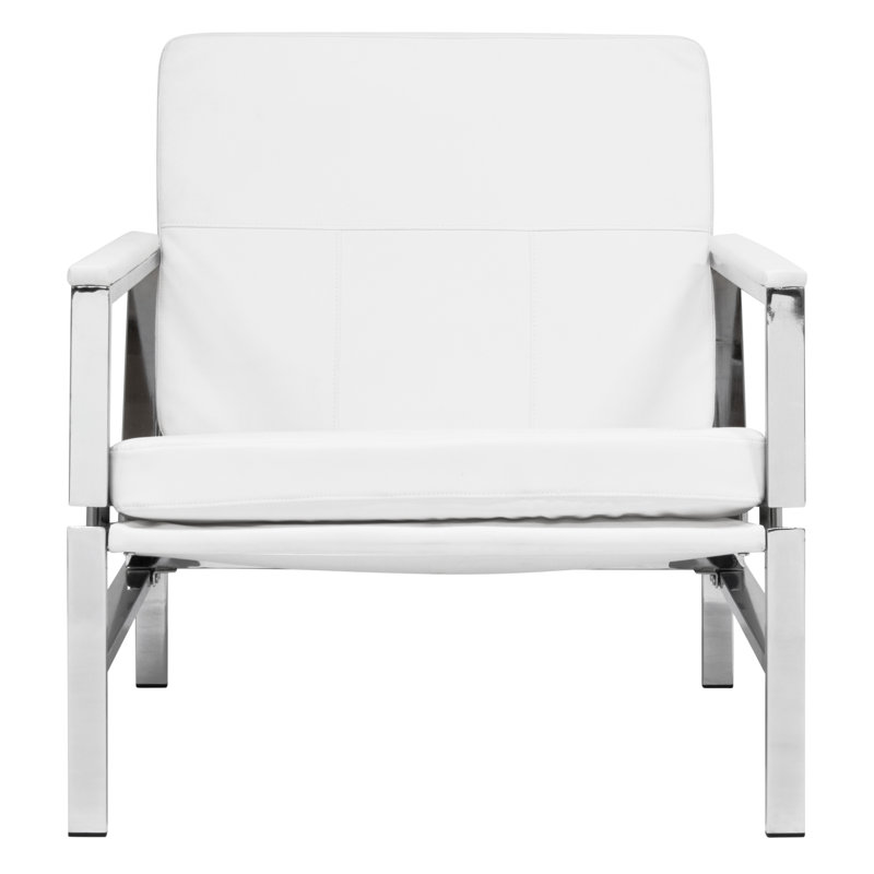 Fauteuil de 29,75 po de largeur Varnado, Similicuir blanc, Chrome