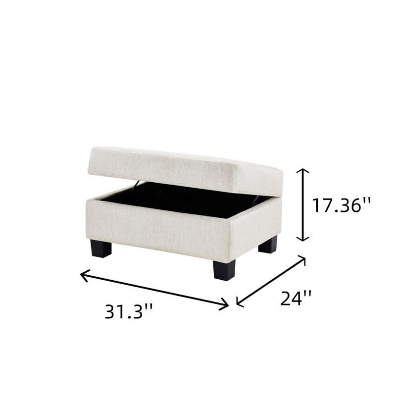  Canapé modulaire modulaire en chenille de 111,8 po en U avec tabouret de rangement amovible pour le salon, White