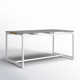 Campblin Outdoor Dining Table in Aluminum and Teak with Stone Top