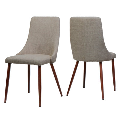 Chaises de salle à manger Mid-Century modernes en tissu sans accoudoirs, ensemble de 2
