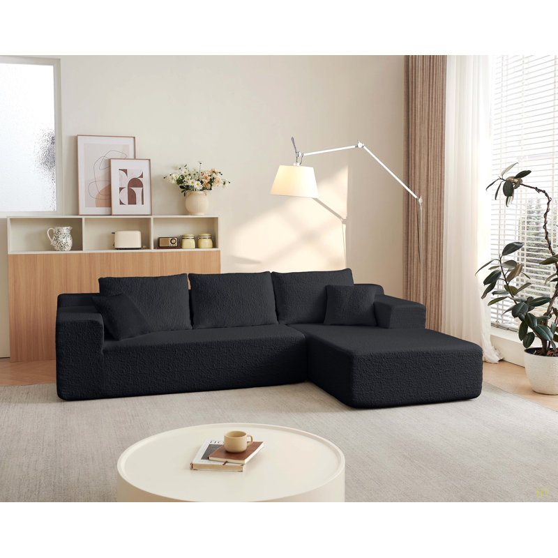 Canapé modulaire en nuage de 104 po avec méridienne en forme de L, canapé modulaire moderne avec assise profonde, fauteuils rembourrés pour la chambre à coucher du salon, aucun assemblage requis (tissu en chenille innovant)