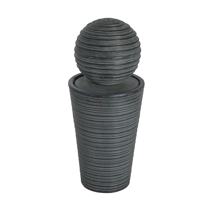Velistra Tall Striped Concrete Column Fountain With LED Light