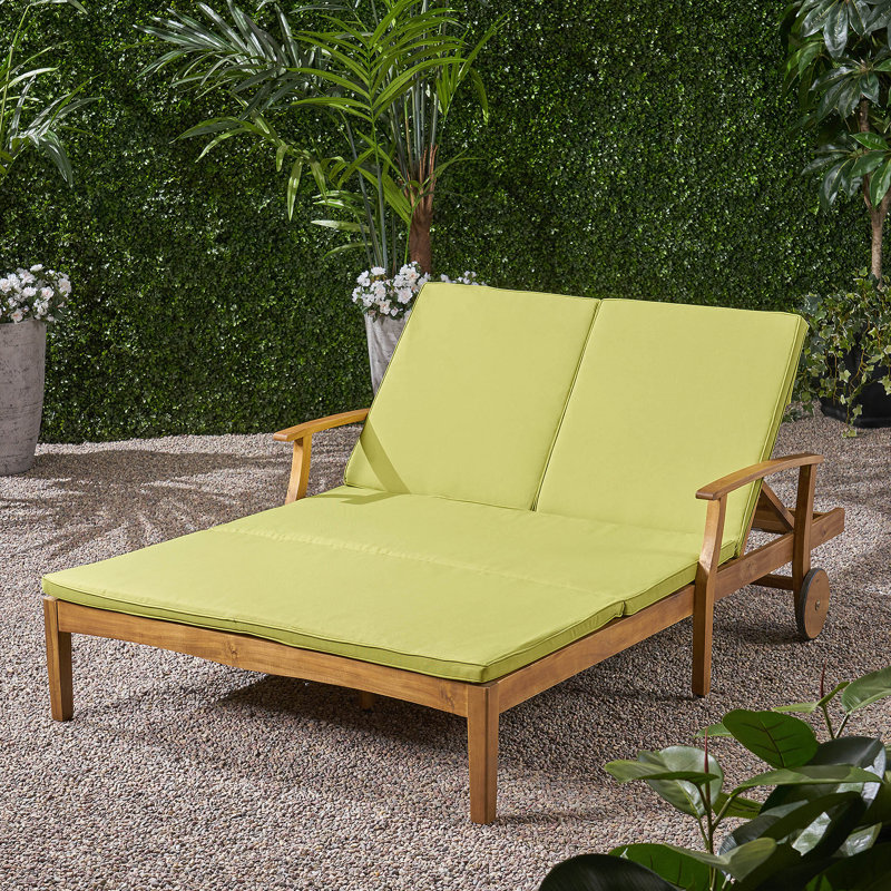 Double chaise longue de patio avec coussin, Vert