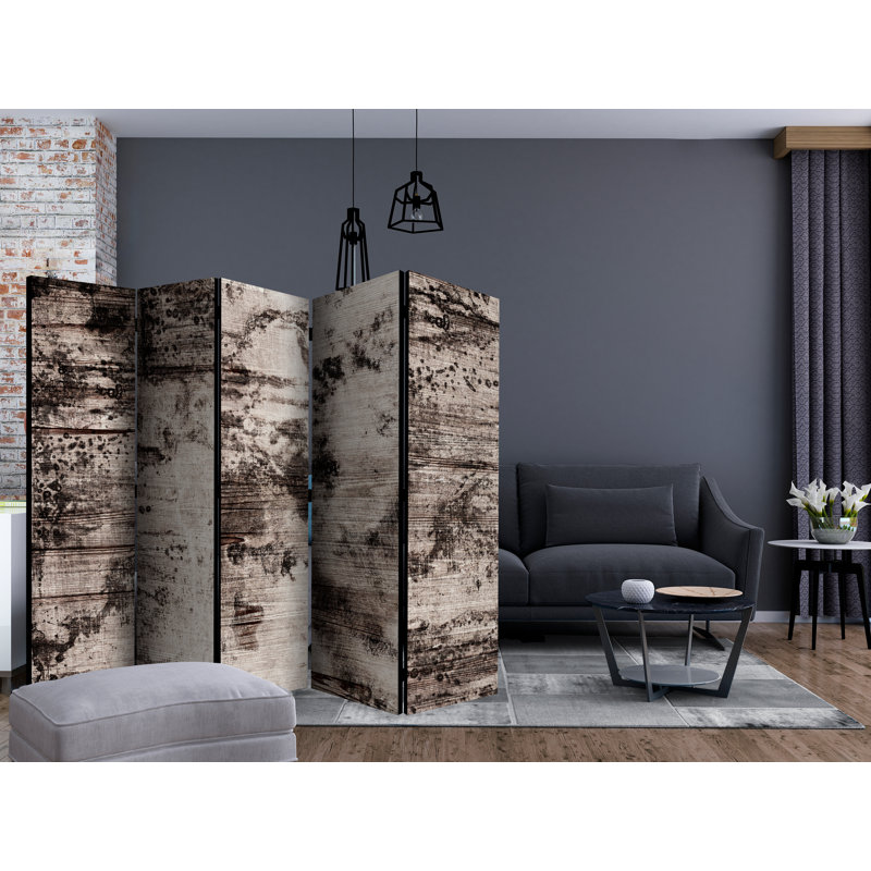 Haidn 225 cm W x 172 cm H 5 - Panel Solid Wood Folding Room Divider