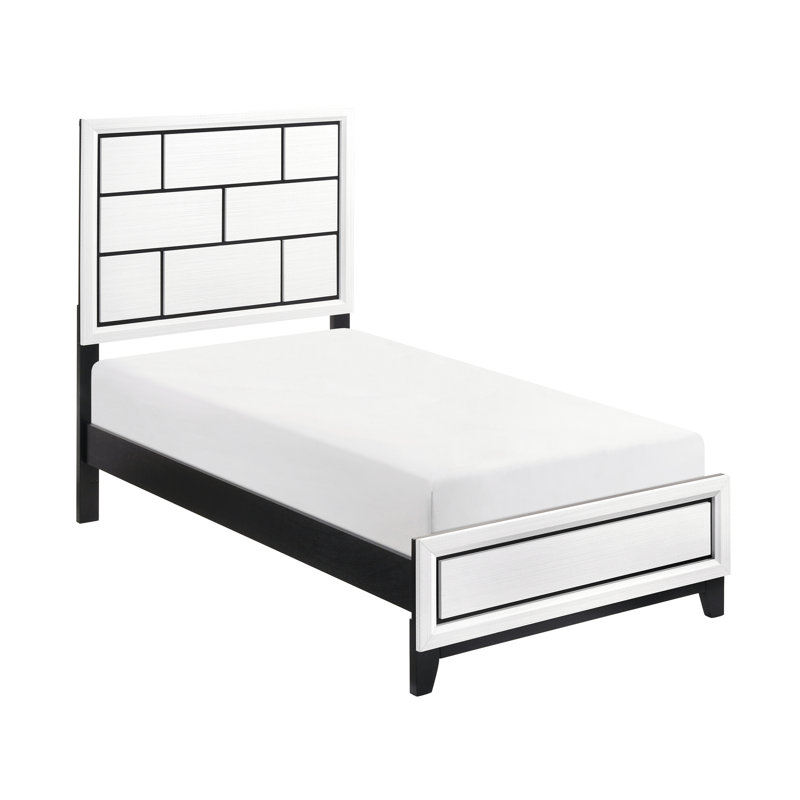 Mobilier de chambre simple avec placage blanc, mobilier moderne contemporain et ligne noire, garniture de finition de style