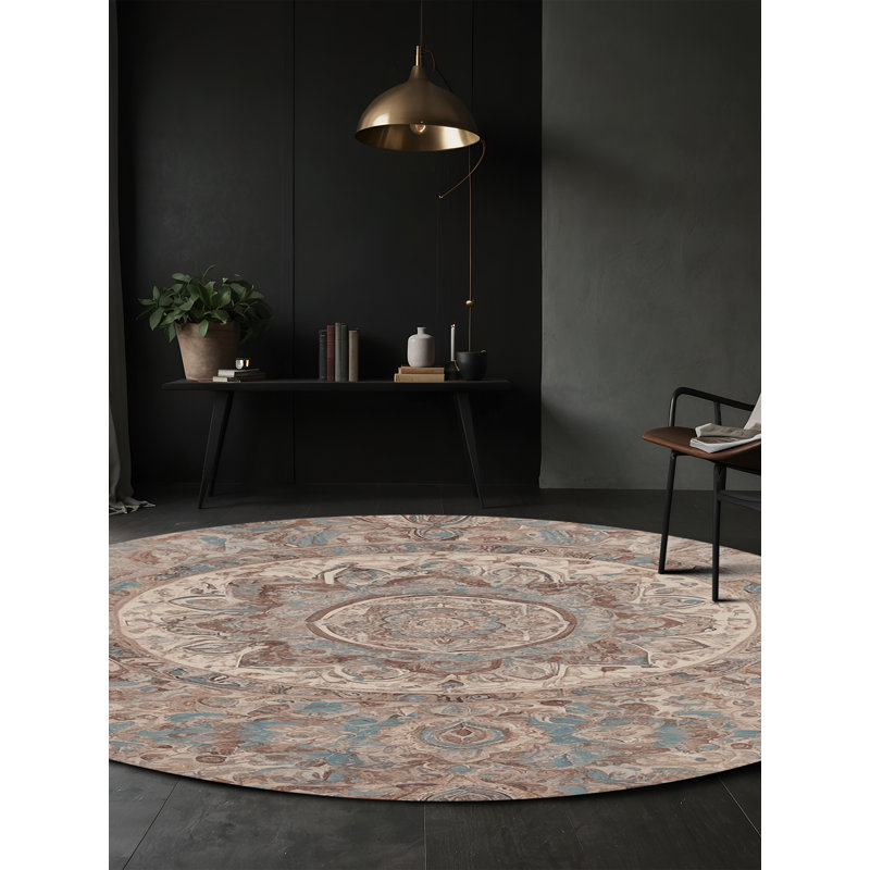 Tapis gris lavable à la machine GSIX03714, Rond 4 pi