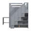 Lit mezzanine double avec garde-robe, bureau et tablettes, gris-932785051