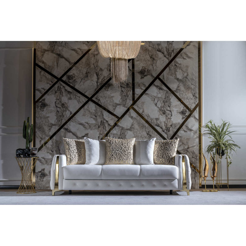 Canapé-lit de style moderne en bois (inventaire CA), Blanc cassé
