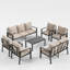 Ensemble de conversation en aluminium pour 9 personnes avec table basse Grand-413654617-413654621