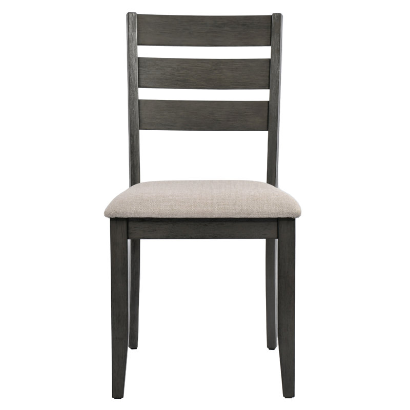 Chaise de salle à manger moderne en bois de 17 po de large avec siège rembourré, Beige, Gris