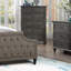 Commode 5 tiroirs en bois gris foncé antique