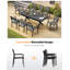 Ensemble de salle à manger extensible 9 pièces pour patio, table et chaises empilables en aluminium antirouille pour 8 personnes, idéal pour terrasse, jardin ou intérieur. Couleur : noir.