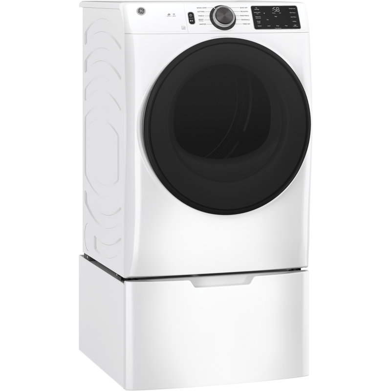 GE Appliances 7.8 Cubic Feet Vented Smart Electric Stackable Dryer, White