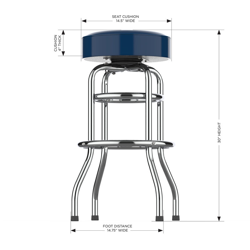 Commercial Grade Chrome Swivel Bar Stool with Vibrant Team Colors  , Seattle Seahawks