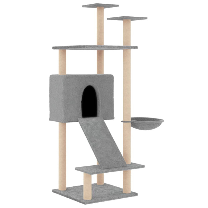 vidaXL Cat Tree Engineered wood Large Cat Tree Rectangular, Light Grey