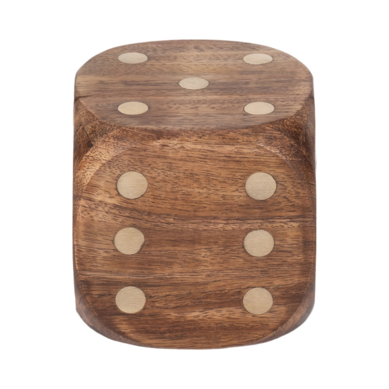 Boîte de rangement en bois de manguier et laiton en forme de dés pour bureau à domicile ou salon, ensemble de 5 à 4 po