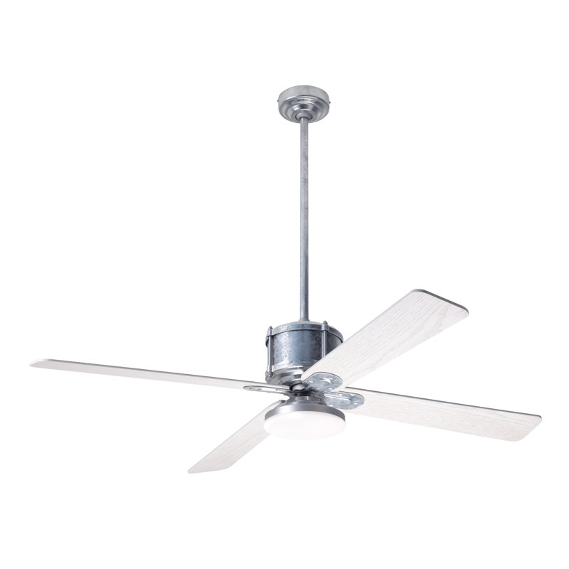 Industry 50'' Ceiling Fan with LED Lights, Galvanized, Whitewash, Remote Control