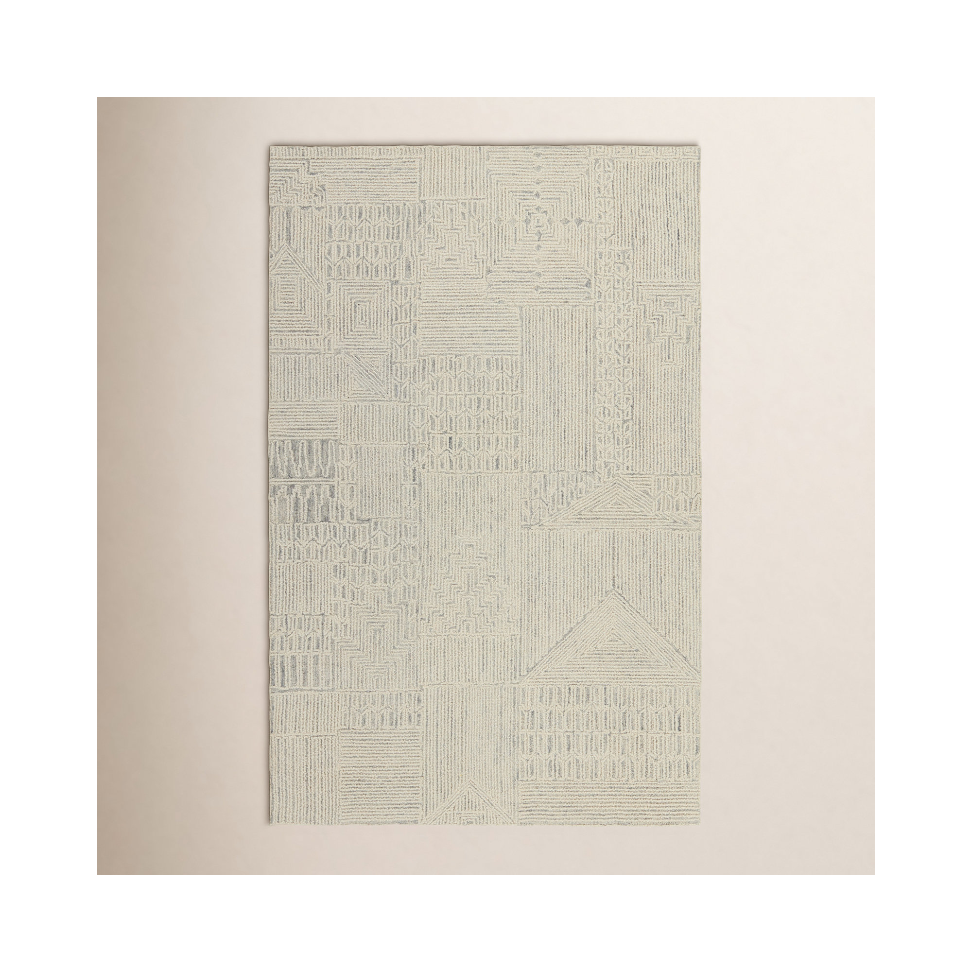 Alexei Handmade Cream/Light Gray Rug, Rectangle 9' x 12'