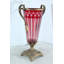 Vase en verre avec poignées en métal et base rouge style vertical 13 po x 8 po x H 21 po