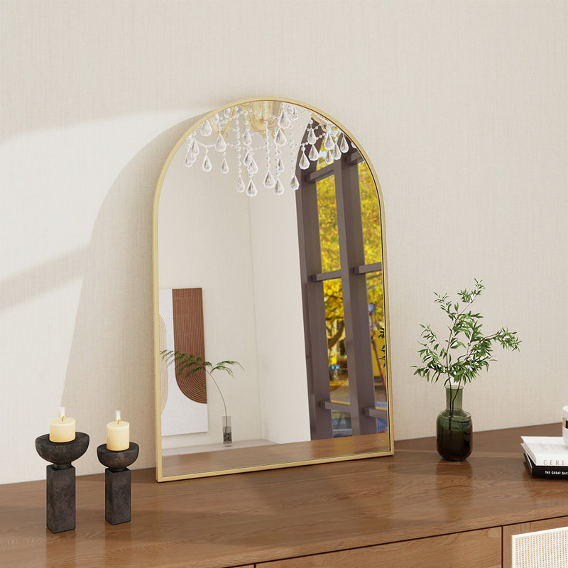 Aluminium Framed Arch Wall Mirror, Gold