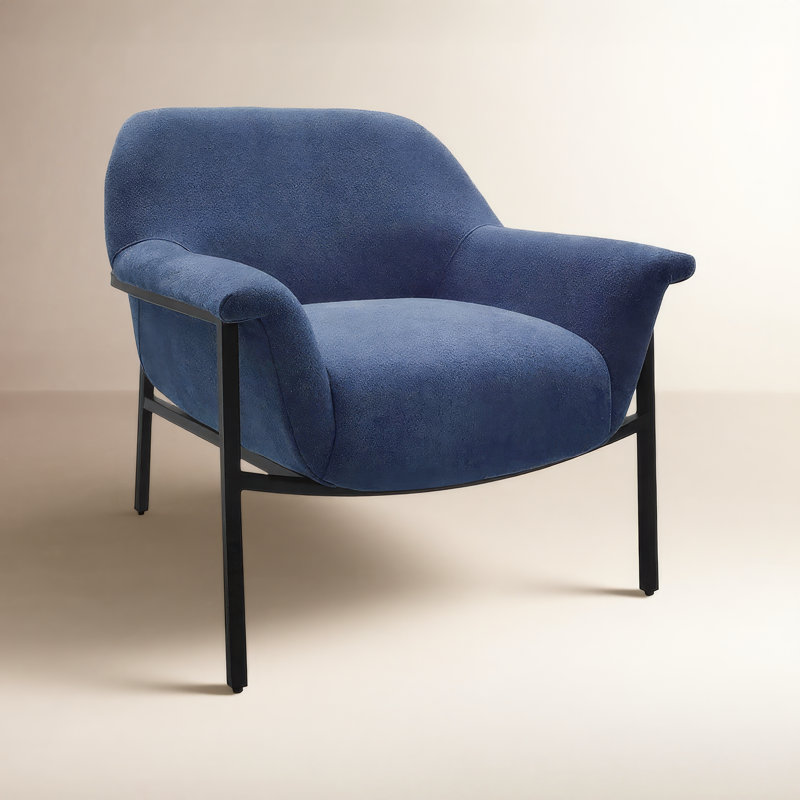 Fauteuil d'appoint rembourré Lenwood Starnisha, Polyester bleu marine