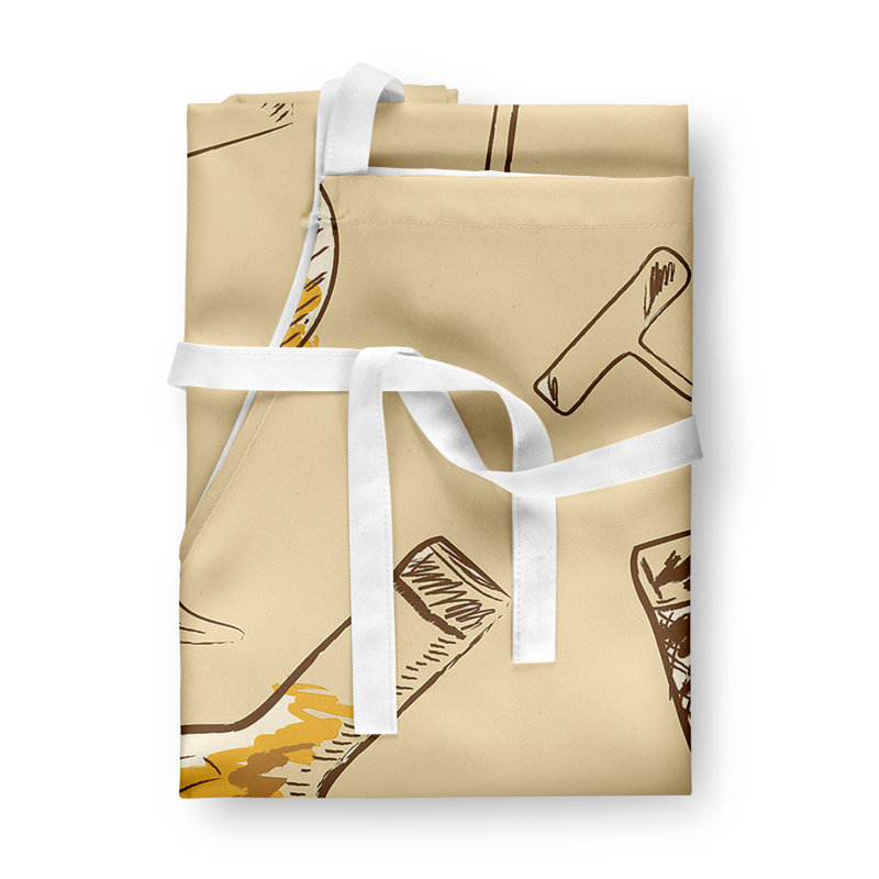 Tablier, Beige / Rouge