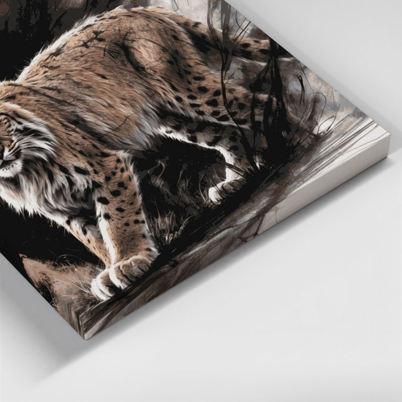 «Big Cats Eurasian Lynx», art mural sur toile noire, H 8 po x l 8 po