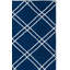 Tapis géométrique en laine / coton tissé à la main Rodgers - bleu / ivoire-1342545508