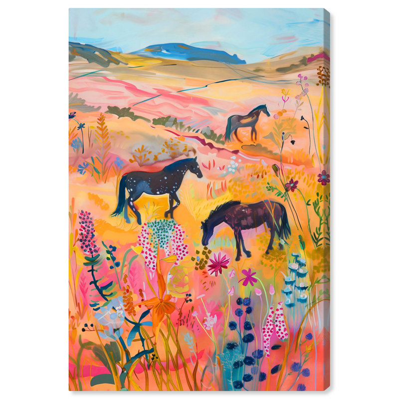 Impression sur toile «Chevaux Beautiful Pasture II» par Art Remedy, H 36 po x l 24 po, Toile tendue