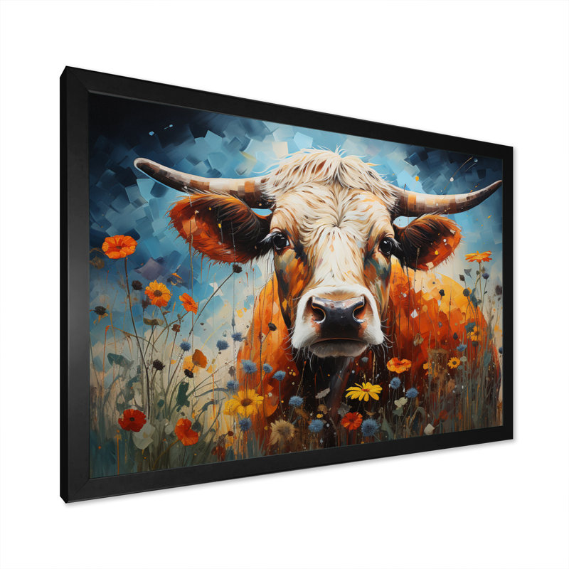 «Cow Natures Symphony I», reproduction d'art sur toile, Cadre simple noir, H 34 po x l 44 po x P 1,5 po