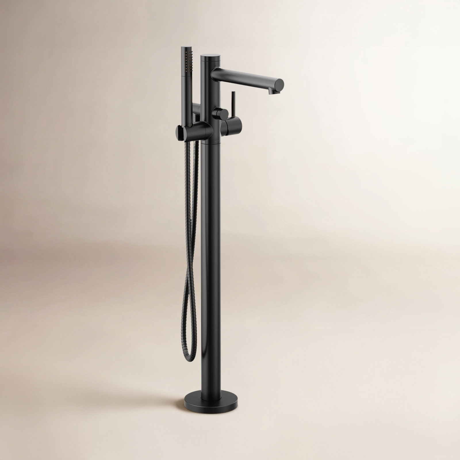 Align Freestanding Tub Filler with Hand Shower, Matte Black