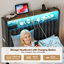  Tête de lit grand format avec rangement, hauteur réglable, tête de lit tapissier en velours avec lumières à DEL et station de charge, tête de lit autoportante moderne, assemblage facile, noir-984896306-984896310