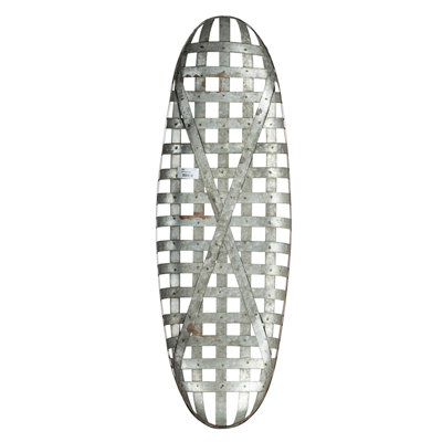 12.4x3.1x37.4 Metal Wall Art In Vintage Style, 100% Iron, Gorgeous Silver Grid 12.5"x3"x37.5" Decor With Grid, Flair, Enchanting