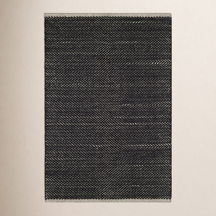 Herringbone Black Handwoven Cotton Rug