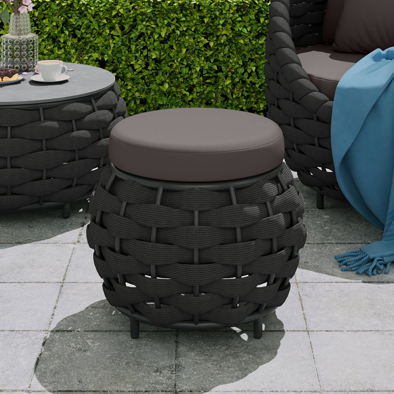 Repose-pieds de patio avec coussin entièrement assemblé